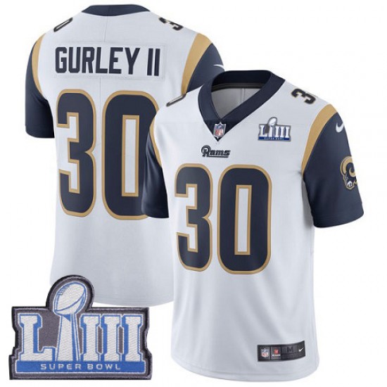 NFL Los Angeles Rams Todd Gurley II 30 Nike White 2019 Super Bowl LIII Jersey