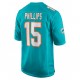 NFL Miami Dolphins Jaelan Phillips 15 Nike Aqua 2021 Draft Jersey