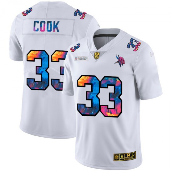 NFL Minnesota Vikings Dalvin Cook 33 Nike 2020 Multicolor White Jersey
