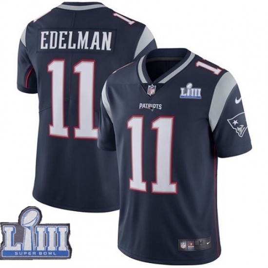 NFL New England Patriots Julian Edelman 11 Nike Blue II 2019 Super Bowl LIII Jersey