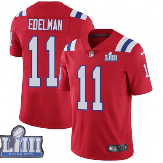 NFL New England Patriots Julian Edelman 11 Nike Red 2019 Super Bowl LIII Jersey