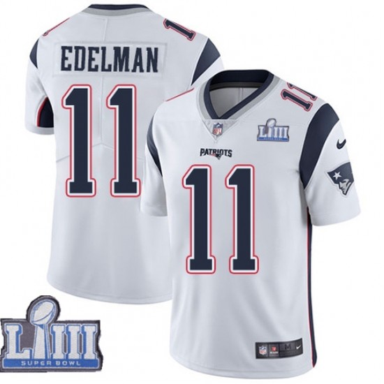 NFL New England Patriots Julian Edelman 11 Nike White 2019 Super Bowl LIII Jersey