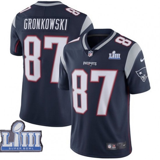 NFL New England Patriots Rob Gronkowski 87 Nike Blue II 2019 Super Bowl LIII Jersey