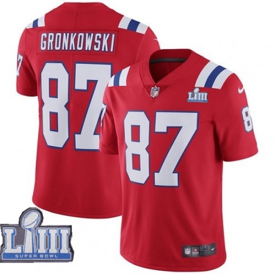 NFL New England Patriots Rob Gronkowski 87 Nike Red 2019 Super Bowl LIII Jersey