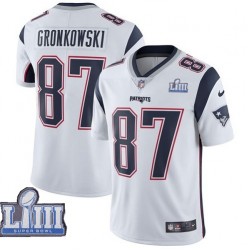 NFL New England Patriots Rob Gronkowski 87 Nike White 2019 Super Bowl LIII Jersey