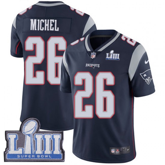 NFL New England Patriots Sony Michel 26 Nike Blue II 2019 Super Bowl LIII Jersey