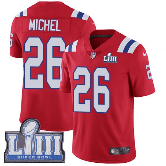 NFL New England Patriots Sony Michel 26 Nike Red 2019 Super Bowl LIII Jersey