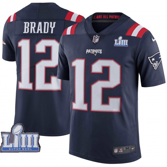 NFL New England Patriots Tom Brady 12 Nike Blue 2019 Super Bowl LIII Jersey