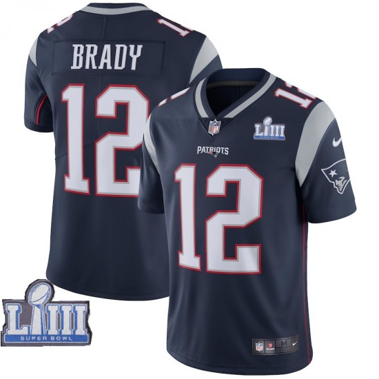 NFL New England Patriots Tom Brady 12 Nike Blue II 2019 Super Bowl LIII Jersey
