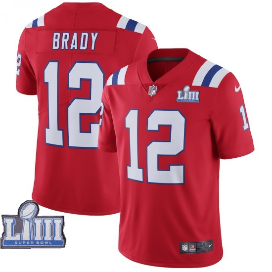 NFL New England Patriots Tom Brady 12 Nike Red 2019 Super Bowl LIII Jersey