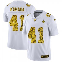 NFL New Orleans Saints Alvin Kamara 41 Nike Flocked Leopard Print White Jersey