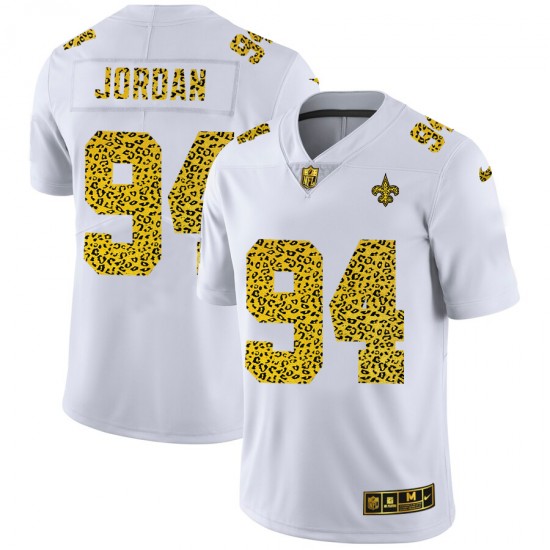NFL New Orleans Saints Cameron Jordan 94 Nike Flocked Leopard Print White Jersey