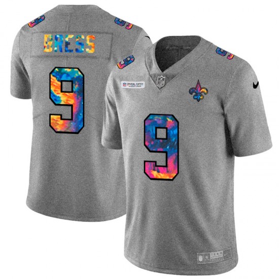 NFL New Orleans Saints Drew Brees 9 Nike 2020 Multicolor Grey Jersey