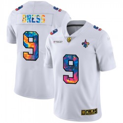 NFL New Orleans Saints Drew Brees 9 Nike 2020 Multicolor White Jersey