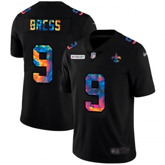 NFL New Orleans Saints Drew Brees 9 Nike Flocked Leopard Print Black Jersey