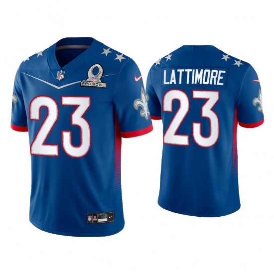 NFL New Orleans Saints Marshon Lattimore 23 Nike Royal 2022 NFC Pro Bowl Jersey