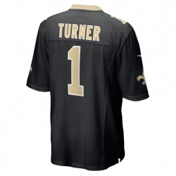NFL New Orleans Saints Payton Turner 1 Nike Black 2021 Draft Jersey
