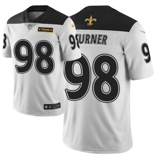 NFL New Orleans Saints Payton Turner 98 Nike White 2021 Draft Jersey