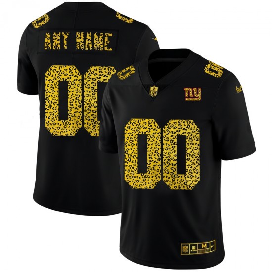 NFL New York Giants Custom Nike Flocked Leopard Print Black Jersey