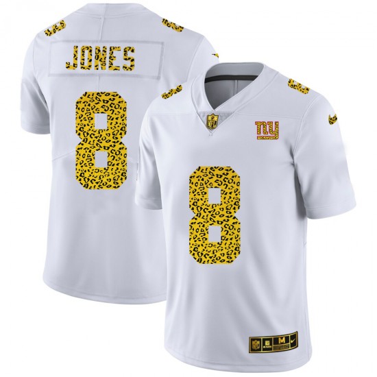 NFL New York Giants Daniel Jones 8 Nike Flocked Leopard Print White Jersey