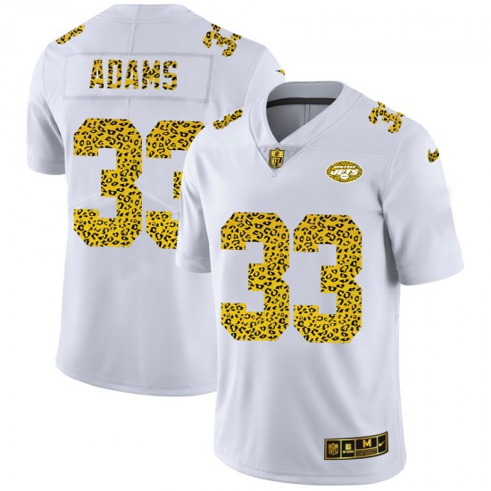 NFL New York Jets Jamal Adams 33 Nike Flocked Leopard Print White Jersey