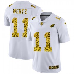 NFL Philadelphia Eagles Carson Wentz 11 Nike Flocked Leopard Print White Jersey
