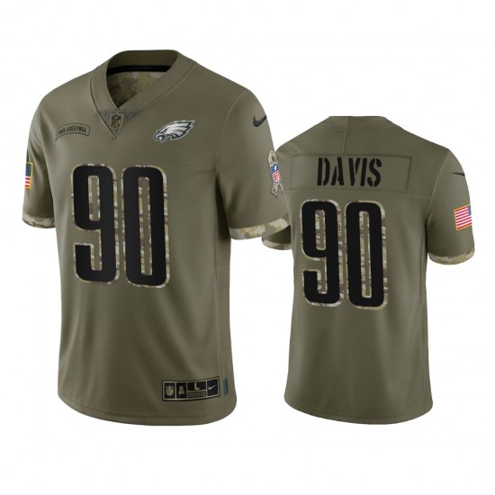 NFL Philadelphia Eagles Jordan Davis 90 Nike 2022 Salute to Service Jersey