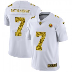 NFL Pittsburgh Steelers Ben Roethlisberger 7 Nike Flocked Leopard Print White Jersey
