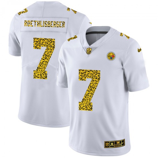 NFL Pittsburgh Steelers Ben Roethlisberger 7 Nike Flocked Leopard Print White Jersey