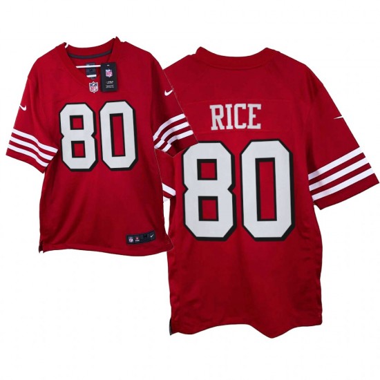 NFL San Francisco 49ers Jerry Rice 80 Nike Red 2021 Throwback Jersey