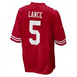 NFL San Francisco 49ers Trey Lance 5 Nike Red 2021 Draft Jersey