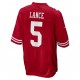 NFL San Francisco 49ers Trey Lance 5 Nike Red 2021 Draft Jersey
