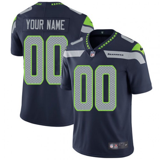 NFL Seattle Seahawks Custom Navy Blue Jersey