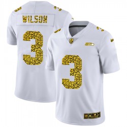 NFL Seattle Seahawks Russell Wilson 3 Nike Flocked Leopard Print White Jersey