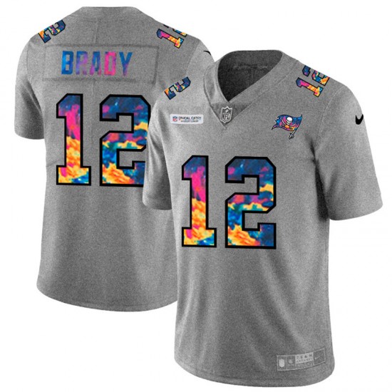 NFL Tampa Bay Buccaneers Tom Brady 12 Nike 2020 Multicolor Grey Jersey
