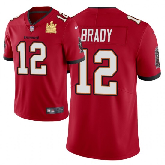NFL Tampa Bay Buccaneers Tom Brady 12 Nike Red 2021 Super Bowl LV Champions Jersey