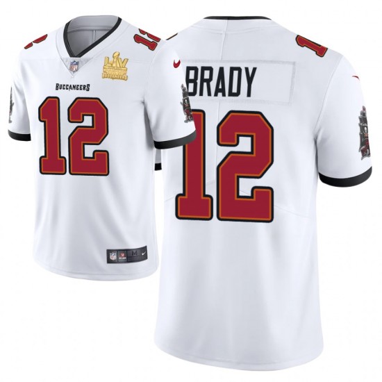 NFL Tampa Bay Buccaneers Tom Brady 12 Nike White 2021 Super Bowl LV Champions Jersey