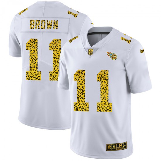 NFL Tennessee Titans A.J. Brown 11 Nike Flocked Leopard Print White Jersey