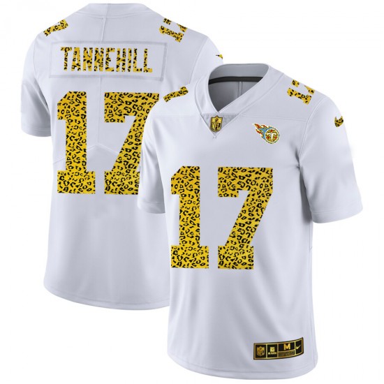NFL Tennessee Titans Ryan Tannehill 17 Nike Flocked Leopard Print White Jersey