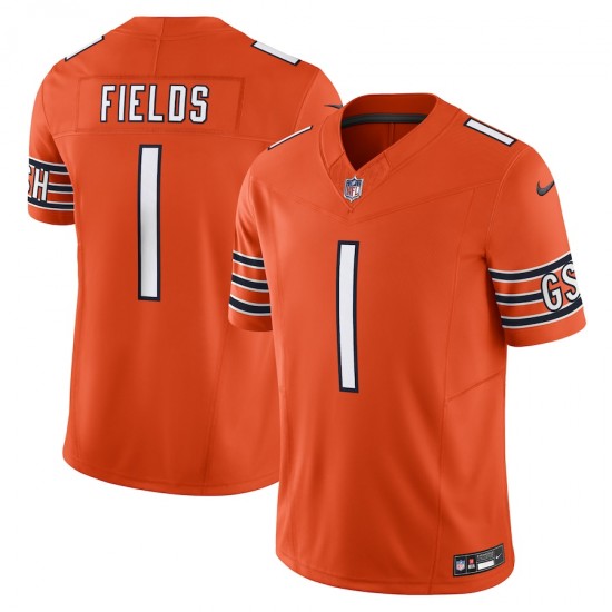 Chicago Bears Justin Fields Nike 2023 Orange Vapor F.U.S.E. Limited Jersey