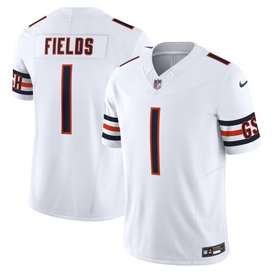 Chicago Bears Justin Fields Nike 2023 White Vapor F.U.S.E. Limited Jersey
