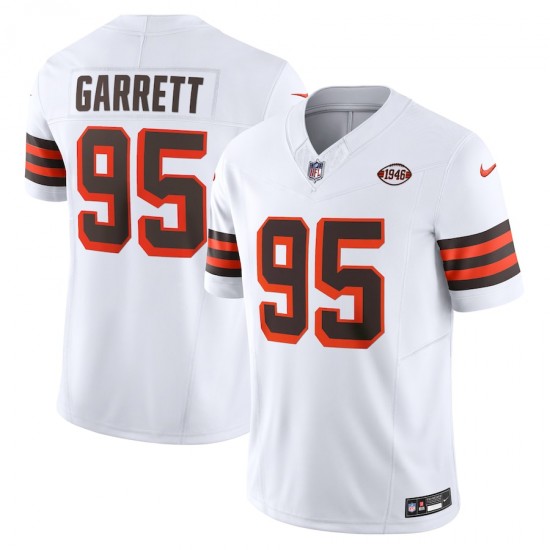 Cleveland Browns Myles Garrett Nike 2023 White Alternate Vapor F.U.S.E. Limited Jersey