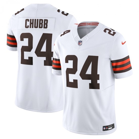 Cleveland Browns Nick Chubb Nike 2023 White Vapor F.U.S.E. Limited Jersey