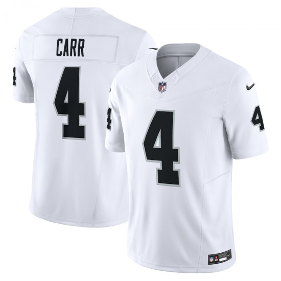 Las Vegas Raiders Derek Carr Nike 2023 White Vapor F.U.S.E. Limited Jersey