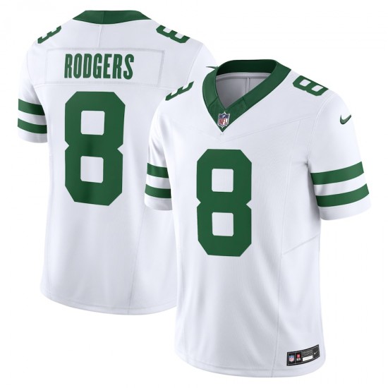 New York Jets Aaron Rodgers Nike 2023 White Legacy Vapor F.U.S.E. Limited Jersey