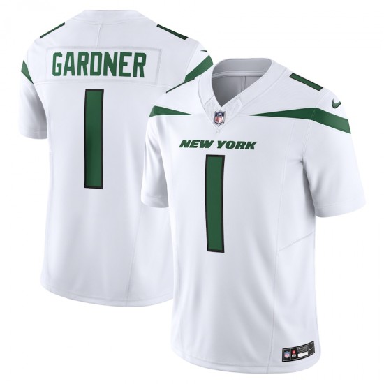 New York Jets Ahmad Sauce Gardner Nike 2023 White Vapor F.U.S.E. Limited Jersey