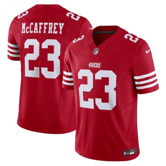 San Francisco 49 ers Christian McCaffrey Nike 2023 Scarlet Vapor F.U.S.E. Limited Jersey