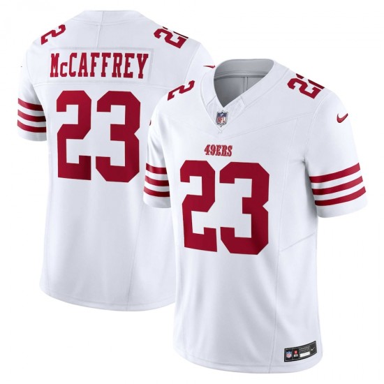 San Francisco 49 ers Christian McCaffrey Nike 2023 White Vapor F.U.S.E. Limited Jersey