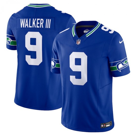Seattle Seahawks Kenneth Walker III Nike 2023 Royal Throwback Vapor F.U.S.E. Limited Jersey
