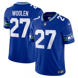 Seattle Seahawks Tariq Woolen Nike 2023 Royal Throwback Vapor F.U.S.E. Limited Jersey